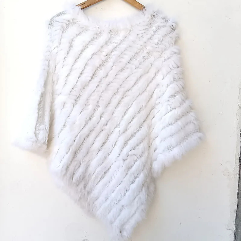 Spring Women Knitted Real Rabbit Fur Poncho Casual Female Autumn Winter Genuine Cape Fashion Short Shawl 251022