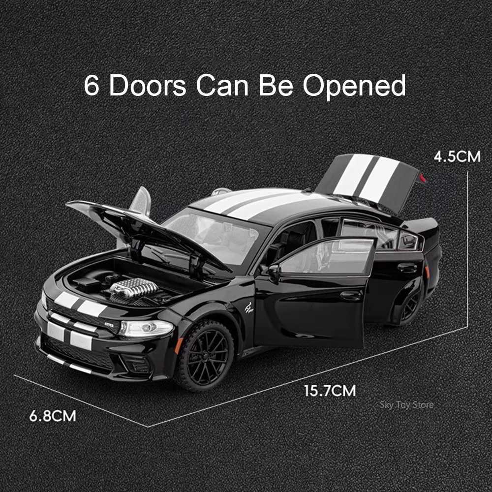 132 Challenger SRT Charger Diecast Alloy Sports Car Model Toys Doors Opened Sound Light Pull Back Vehices for Kids Friend GiftT251023