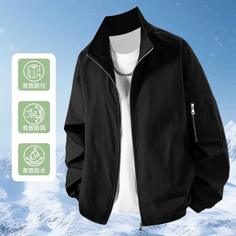 Fashion Solid Color Mens Assault Jacket 2025 Business Autumn Spring Standing Collar Jacket Casual Solid Color Coat W251023
