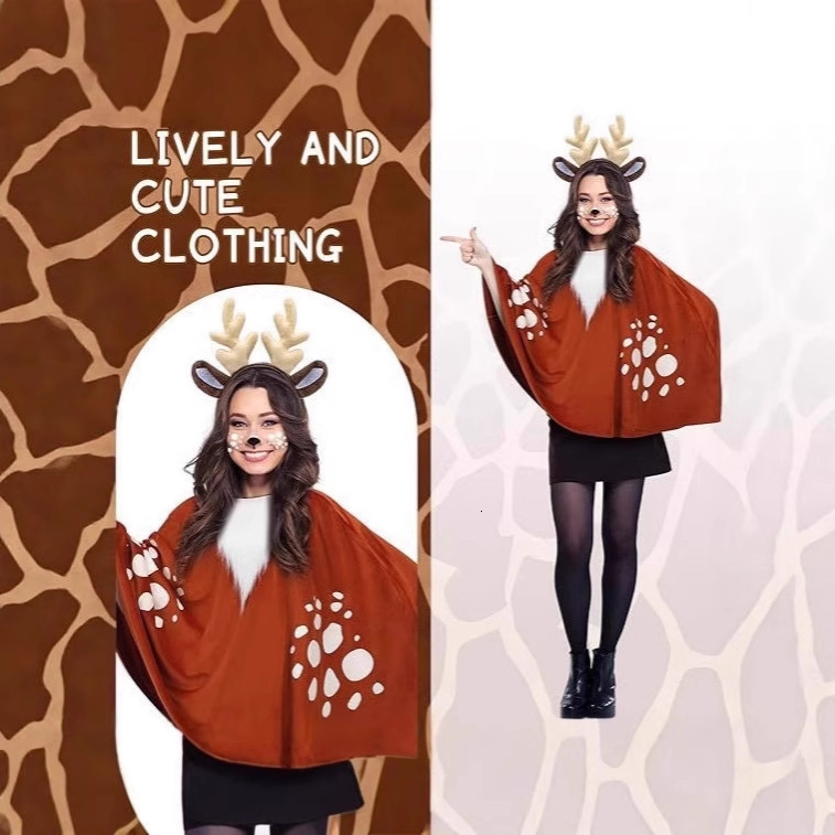 2025 New Halloween, Christmas Jungle, New Autumn and Winter, Reindeer Cape, Role Playing Role, Witch Costume
