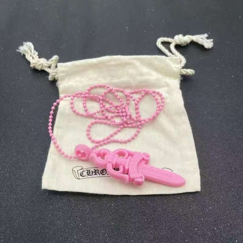 Multi - Color Dagger Pendant Necklace - Punk Style Sword Statement Necklace with Bead Chain