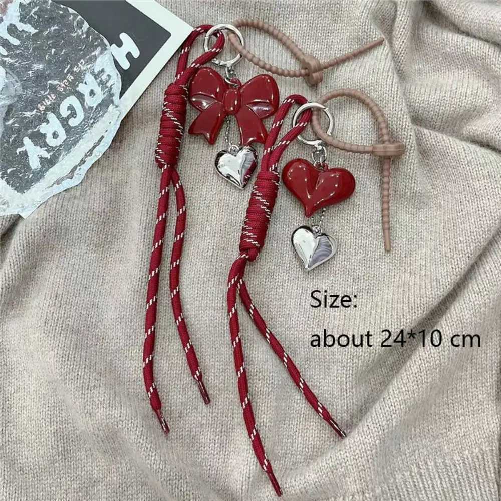 New Bowknot Braided Rope Keychain Handmade Y2K Bag Pendant Ornaments Heart Buckle Mobile Phone Lanyard Gifts Z251023