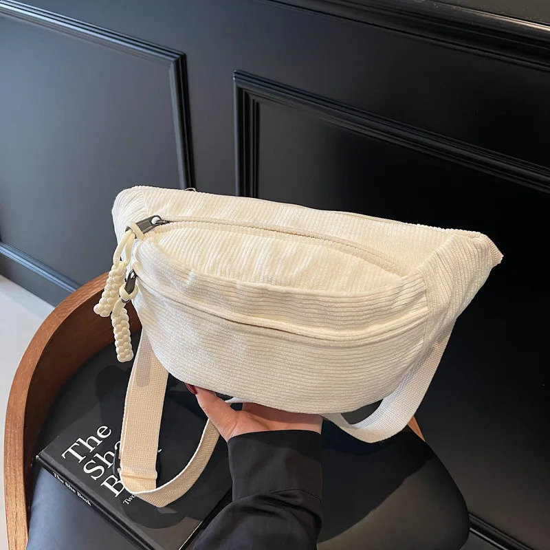 For Women Fashion Bag Hip Purse Shoulder Casual Corduroy Belt Bags Fanny Pack Female Banana Waist Crossbody Chest Pocket 251014