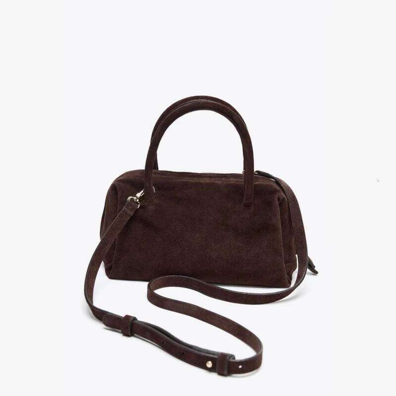 Women's SUEDE BOWLING Bag, New Fashion Handbag Purse For Women, Designer Croosbody Boston Bag For Ladies Small Totes