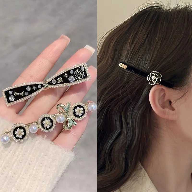 French Vintage lia wer Pearl Veet Hair Clip Ladies Elegant Side Bangs Hairpins Girls Hair Accories Y251023
