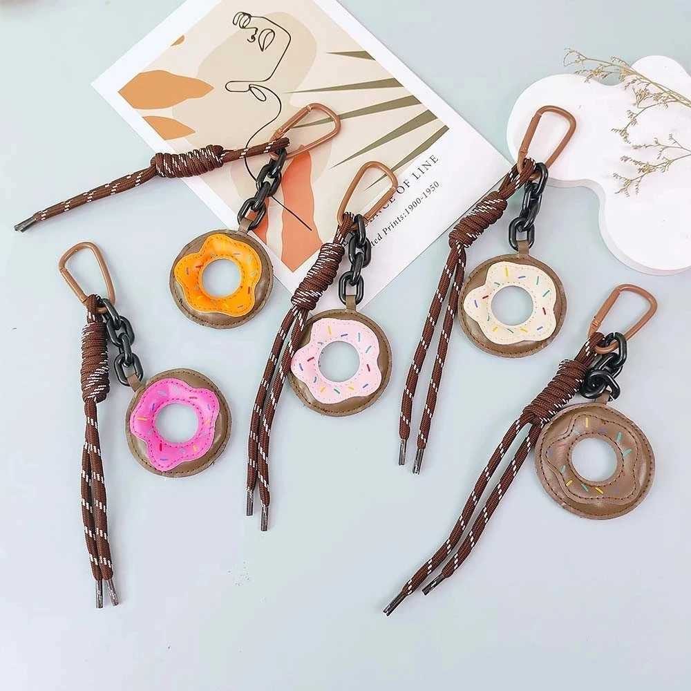 PU Donut Charms Keychain Braided Rope Bag Pendant Keyring Fashion Simple Bag Ornaments Decor Car Trinkets Accessories Gifts Z251023
