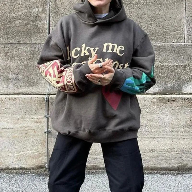 Men's Hoodies Haruku Graffiti Lucky Me I See Ghosts Letter Designer Hoodie Jacket Tracksuit Men Polo Veste Coat Winter Sweatshirts Men And Women 