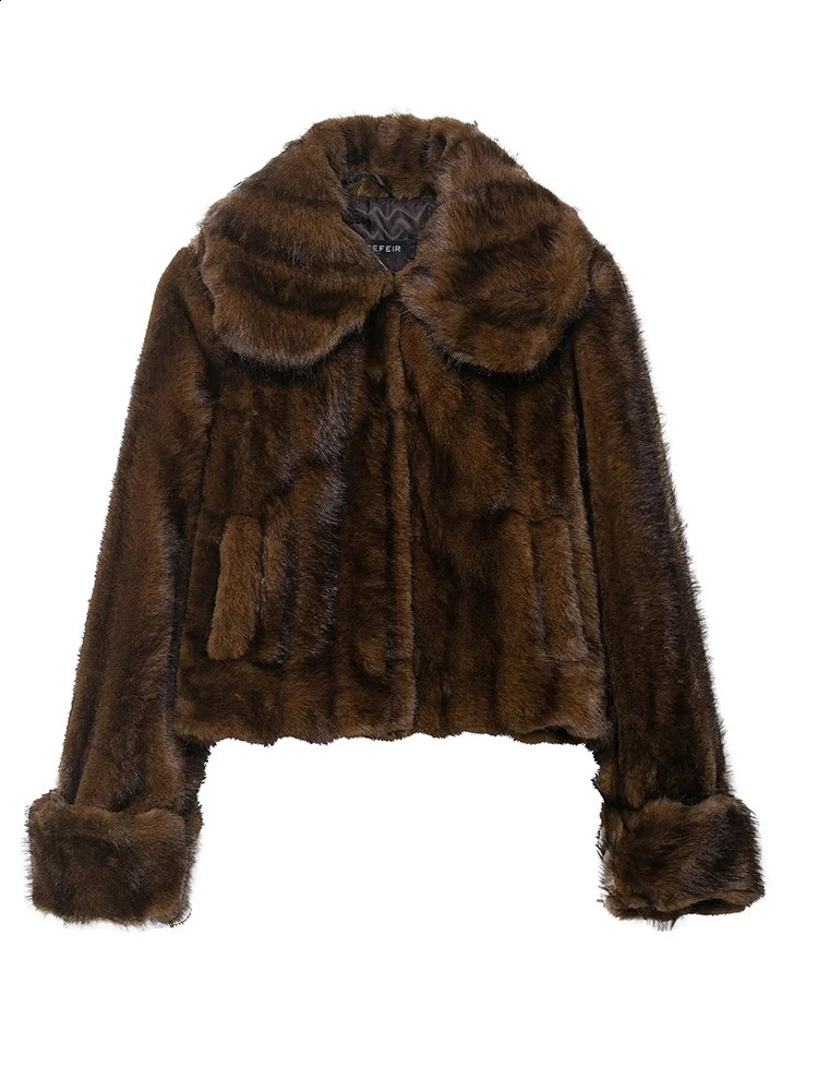 Women Fur Sets Autumn Winter Fashion Zipper Jacket Short Skirts TwoPiece Set Elegant Hight Street Suit 251022