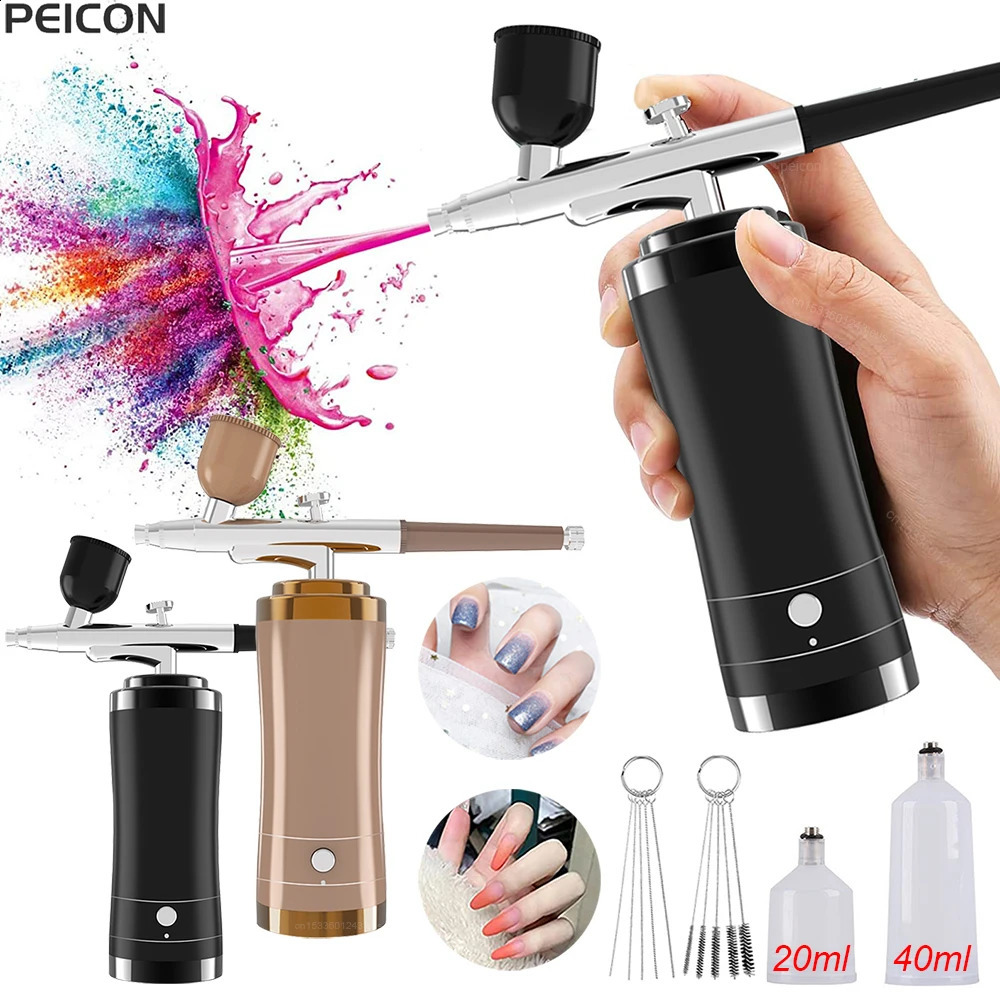 Airbrush Nail With Compressor Portable Airbrush Nail Art Compressor For Nails Cake Painting Crafts Air Brush Kit Nails Spray 251015