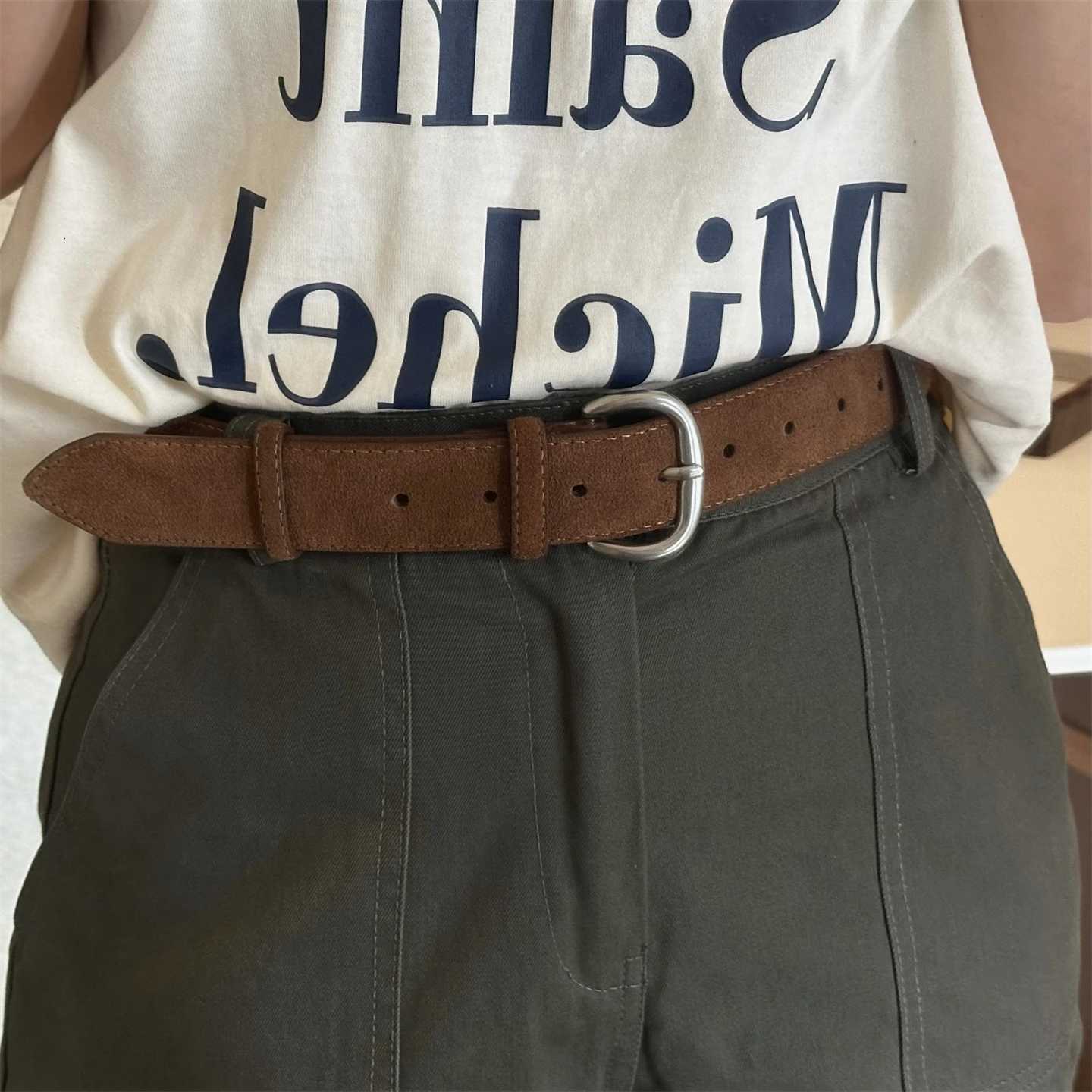 Retro Leather Belt for Women InfluencerApproved Luxurious VintageInspired Style Minimalist Suede Wide Waistband Autumn NewXJ251023