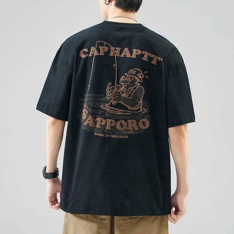 SL9688 American print tide high density knitted loose casual fashion trend versatile mens T short sleeveXJ251023