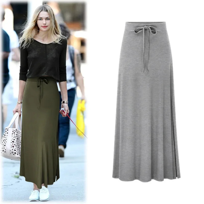 Plus Size Womens Clothing Fashion Knit Skirt Female Highwaisted Long Split Aline Skirt Comforts Women Skirt 251020