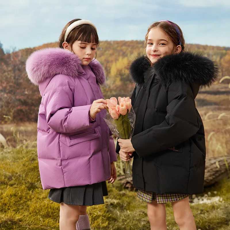 RAISE Children Girls Duck Down Jacket Waterproof Thick Warm Winter Jacket For 512Y Girls Junior Kids Girls Faux Fur Hooded Coat Y251023