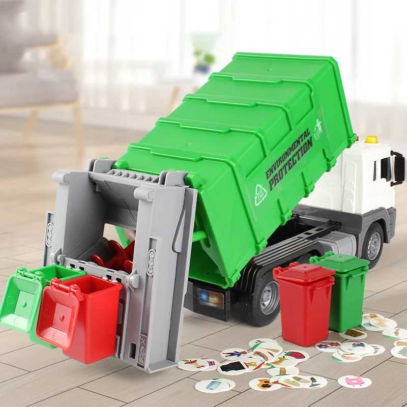 New Children Toys City Garbage Truck Model Diecast Plastics Garbage Sorting Sanitation Vehicle Car Sound Light Kids Xmas GiftsT251023