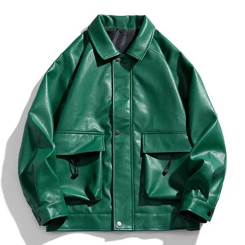 Zipper Locomotive Men Leather Jacket New Autumn Streetwear Solid Jacket Coat Hip Hop Men Clothing Oversize PU Leather Jacket W251023