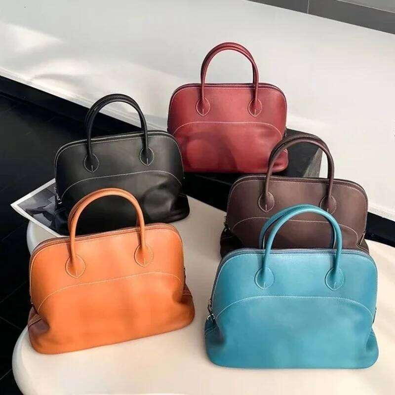 Light Premium Sense First Layer Cowhide Bowling Ball Large Capacity Portable Fashion Shell Bag Commuting Versatile