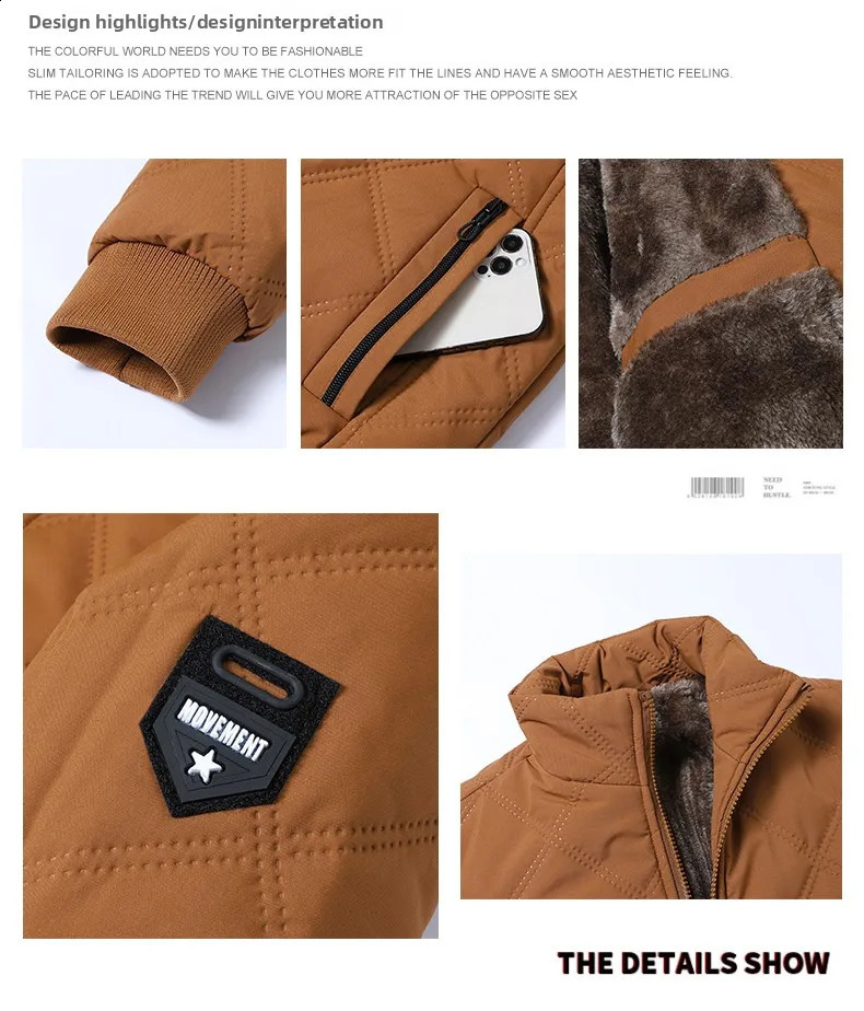 Autumn and winter casual jacket mens standup collar windproof clothes trendy light business cotton men 251023
