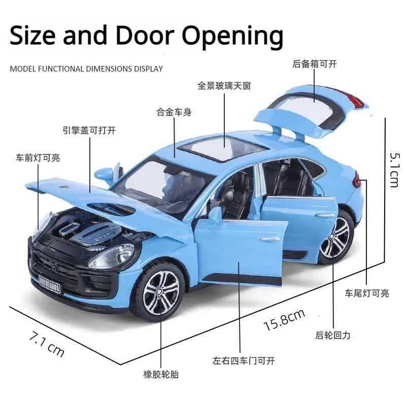 132 Macan T SUV Alloy Car Model Diecasts Toy Vehicles Metal Miniature Pull Back Sound Light Toy For Childrens GiftT251023