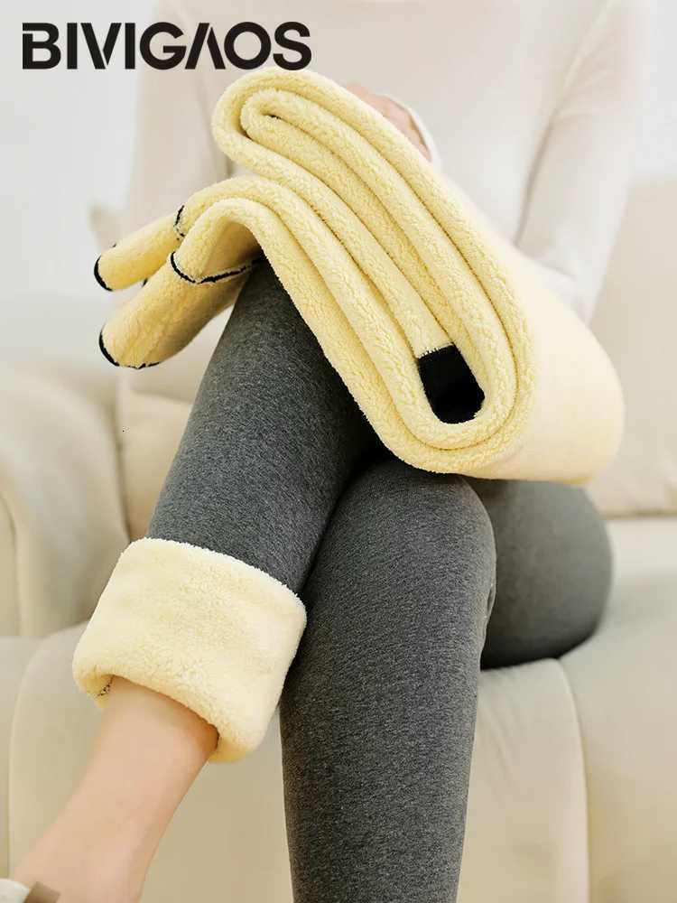 BIVIGAOS Extra Thick Lamb Velvet Cotton Leggings Women Autumn Winter Thicken Warm Leggings High Waist Berber Fleece Cotton PantsT251023