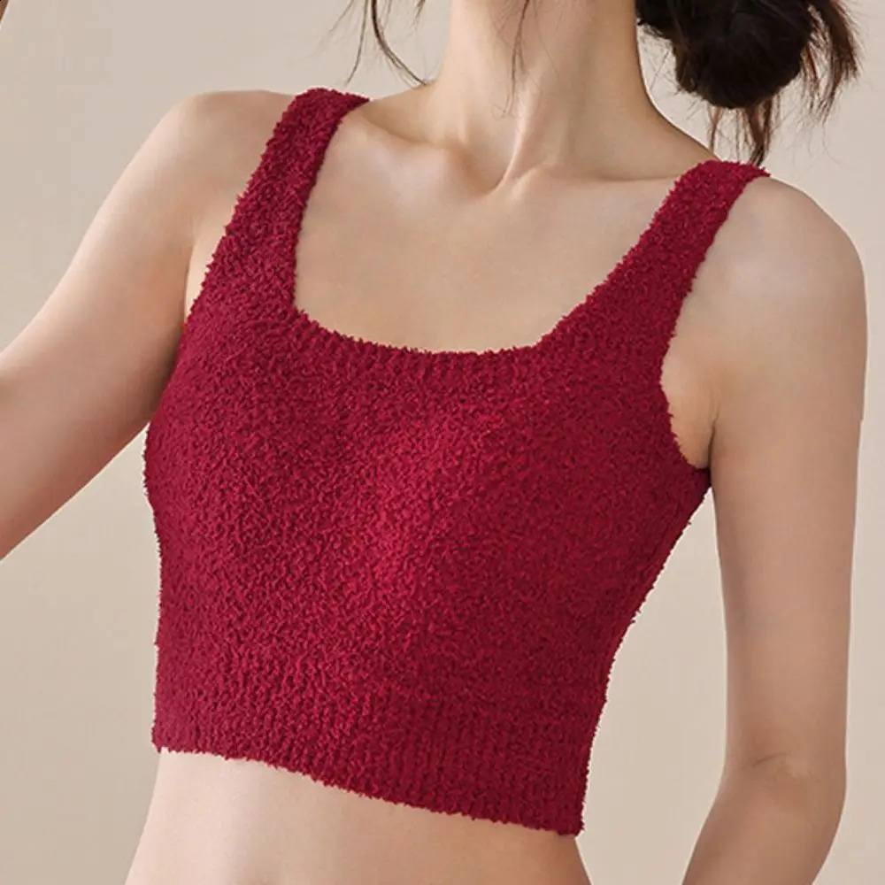 INS Trend Autumn Winter Tank Top Slim Fit With Breast Pad Small Top Fleece Camisole 251023