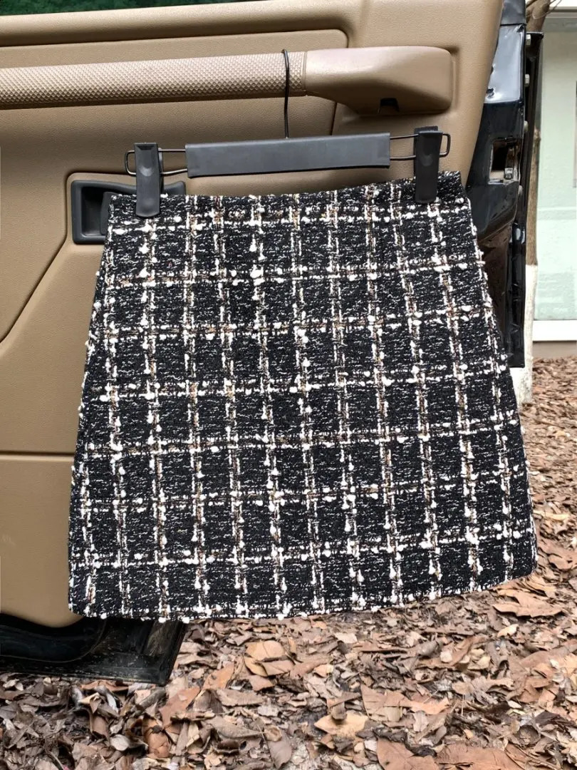 Autumn Winter Vintage Tweed Pencil Skirt For Women High Waist Retro Plaid Chic Style Slim ALine Short Skirts Lady 251022