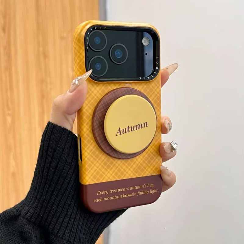 Autumn and Winter Spliced Orange Base Magnetic Stand Compatible with iPhone 17 Pro Max iPhone16 Phone Case 15 Pro