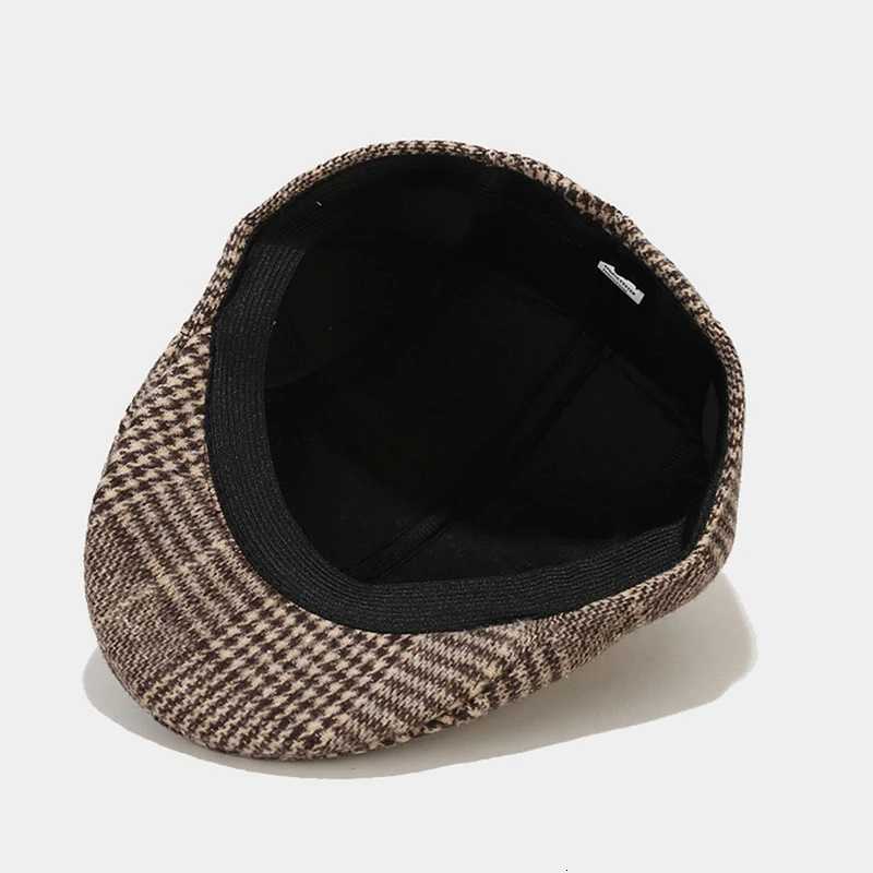 Winter Warm Men Plaid Check Printed Hat Waiter Trucker Cabbie Flat Visors Gentman Baseball Hat Newsboy Painters BeretW251023