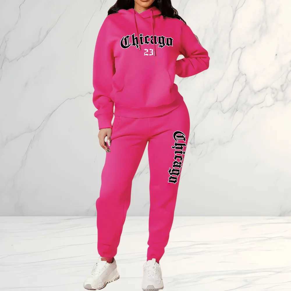 2025 Womens Letter Print Hoodie Pants 2 Piece Set Casual Sportswear Tracksuit for Streetwear Fashion and Daily OuterwearT251022