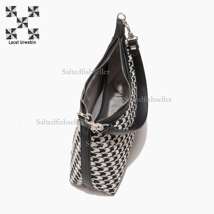 Lacel Urwebin New Women's Thousand Bird Grid Handbag Designer Luxury Fashion Large Capacity Women's Shoulder Bag Suede Zipper Crossbody Bag 