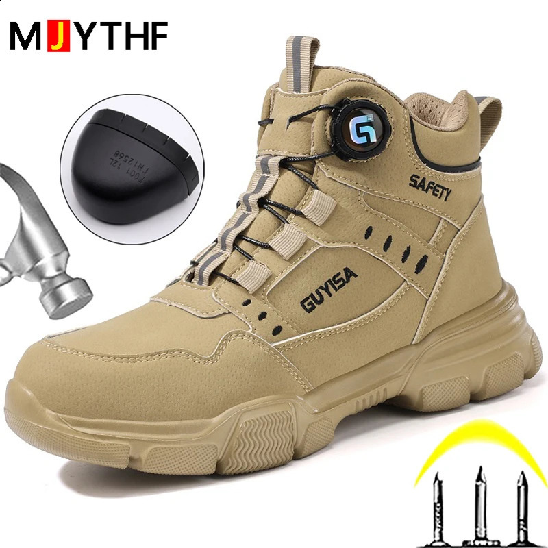Rotating Button Men Boots Antismash Anti Puncture Safety Shoes Men Work Boots Steel Toe Shoes Security Indestructible Shoes 251021