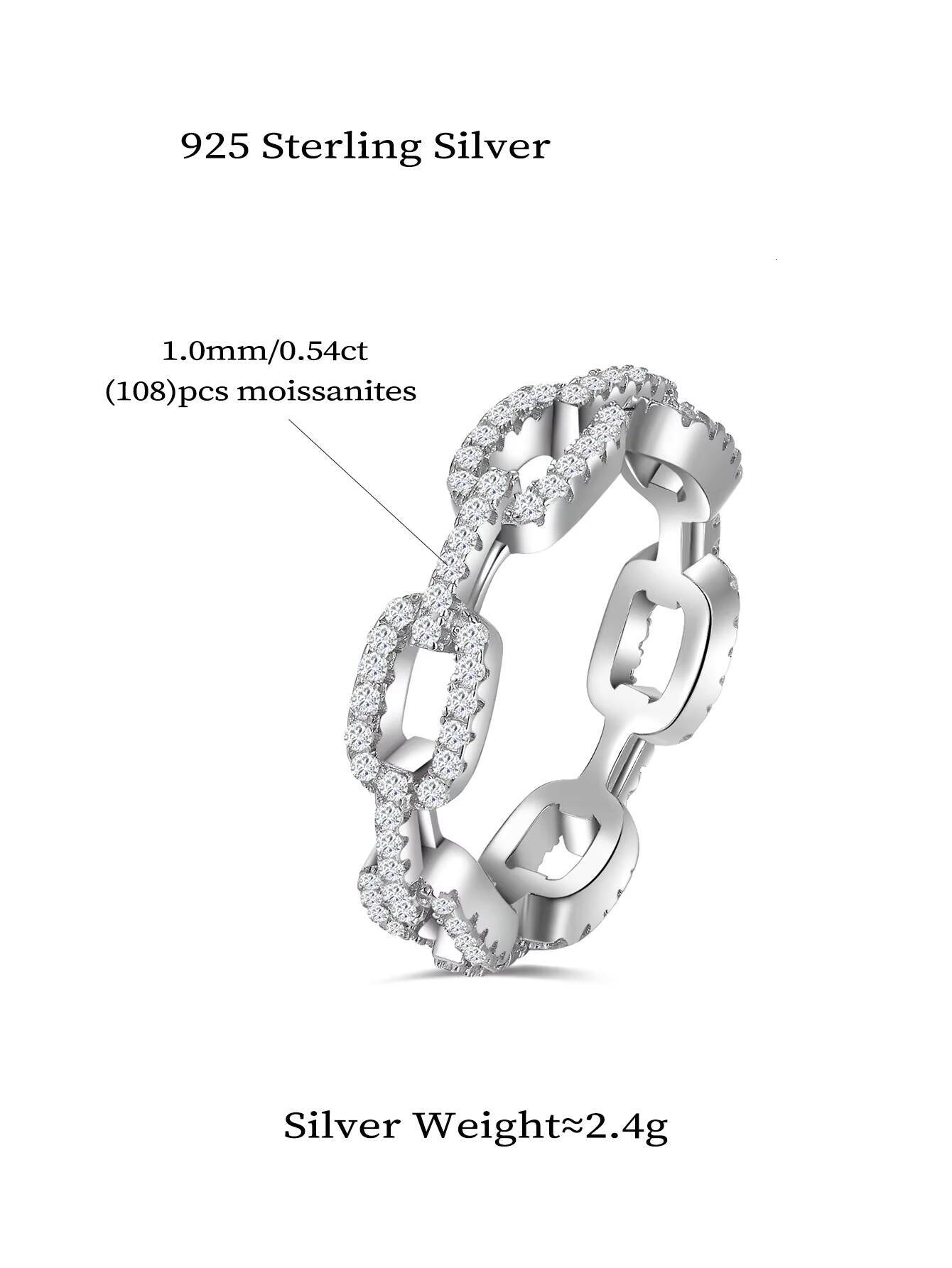 Aivenchy Ladies Fine Link Ring Jewelry Rhodium Plated Lab Grown Diamond Women Moissanite S925 Sterling Silver Finger Ring
