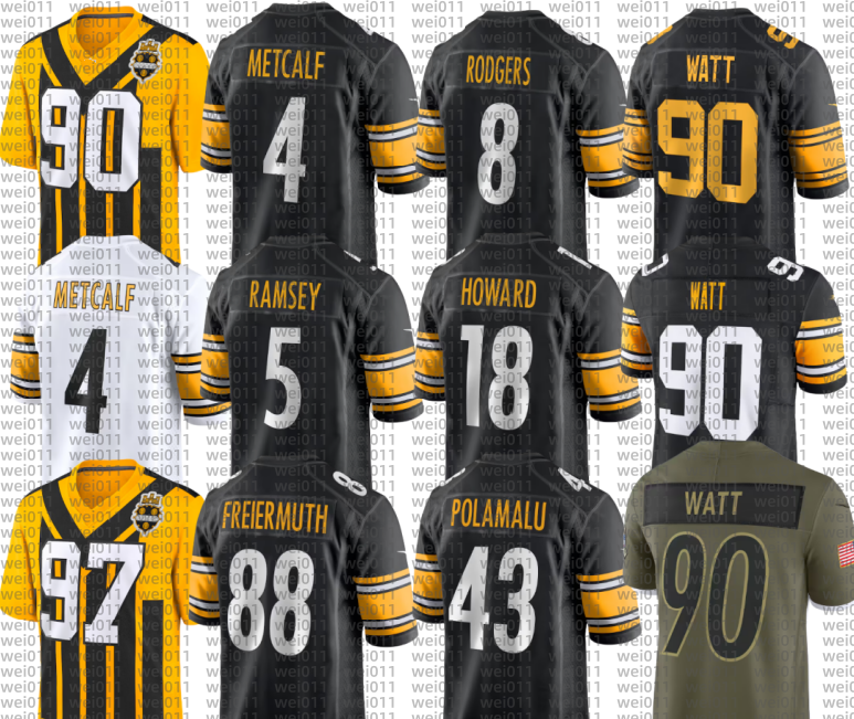 Troy Polamalu Hines Ward Jerome Bettis 8 Aaron Rodgers DK Metcalf T.J. Watt Kenneth Gainwell Calvin Austin III Jalen Ramsey Patrick Queen Jaylen Warren Football Jersey