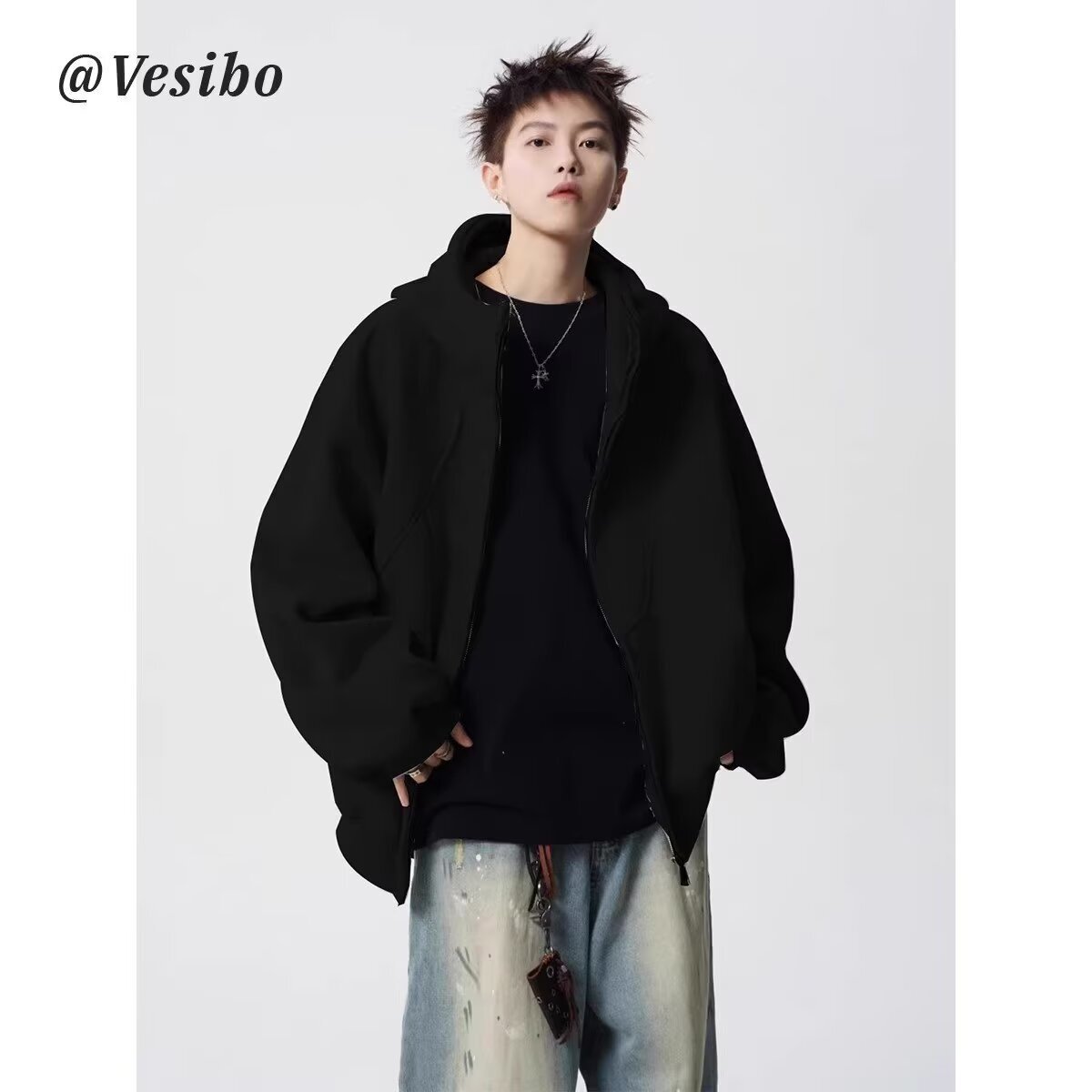 Heavyweight Deconstructed Designer Hoodie Jacket Tracksuit Men Polo Veste Coat Hoodie For Men Winter Trendy Brand Design Patchwork Sweatshirt High