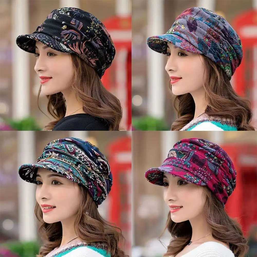 New Short Brimmed Floral Hat Wen Visor Hat Beanie Slouch Cancer Cho s Warm Muslim Brim wear WrapW251023