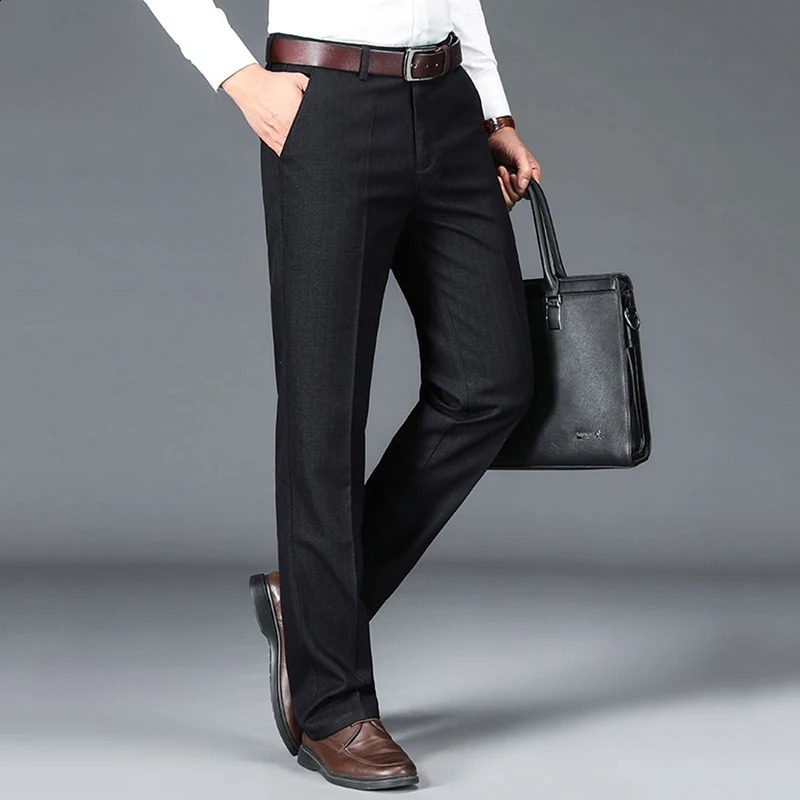 Mens Chic Business Work Suit Pants Middleage Large Size 2940 Trousers High Quality Baggy Formal Occasion Male 251023