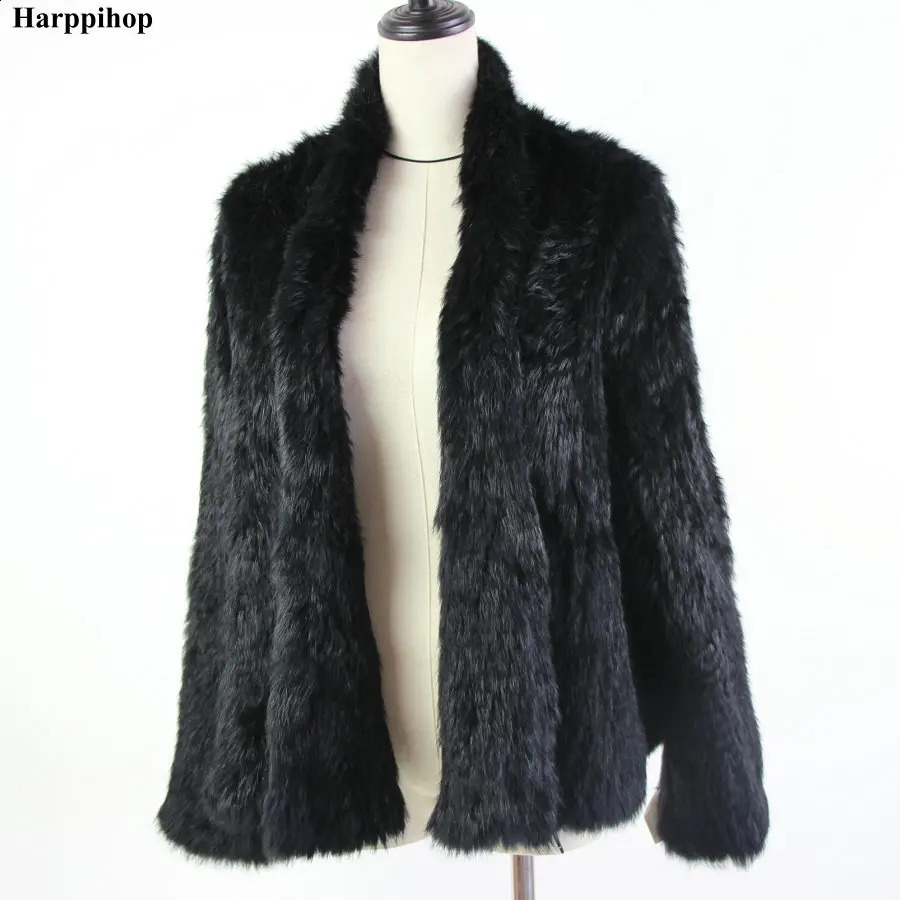 knitted rabbit fur jacket popuplar fashion fur jacket winter fur coat for womenharppihop 251013