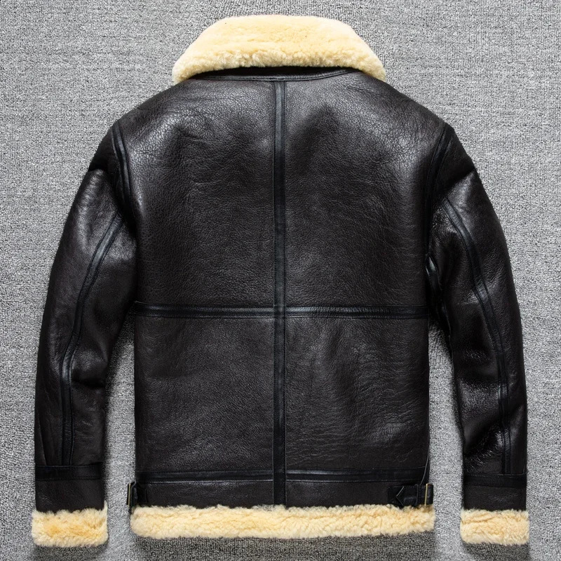Original ecological pure sheepskin fur integrated winter outfit B3 Tuscan real leather jacket mens plus thick coat 251023