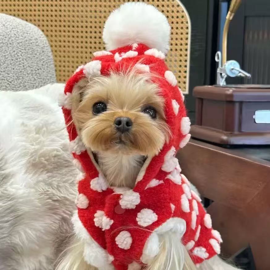 T1887 Cat autumn and winter vest warm plus fleece dog small and medium-sized dog outdoor traction buckle pet clothes