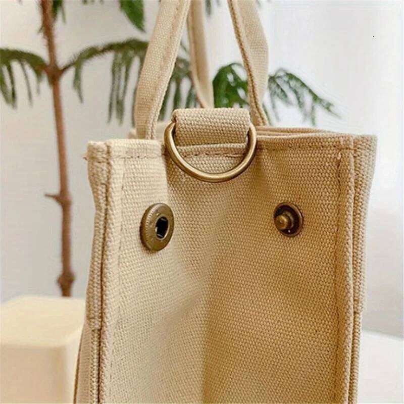 Letter Print Canvas Tote Comfortable Wide Strap Shoulder Bag, Literary Versatile Handbag Purse For School, Travel, Shopping