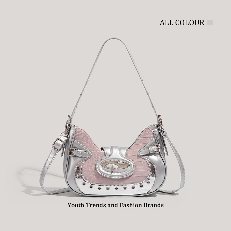 Luxury Brand Designer Bag Millennial Hot Girl Motorcycle Bag For Women 2025 New Niche Design Crocodile Pattern Underarm Bag High-End Single Shoulder C