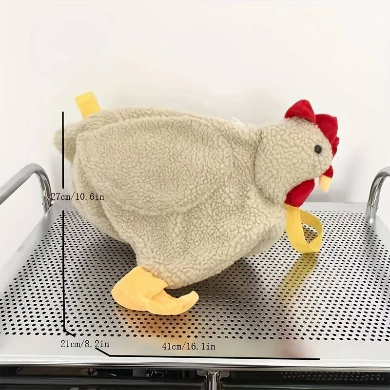 Women's cartoon crossbody bag creative cute chicken handbag shoulder bag designer bag luxury handbag plush armpit bag wallet