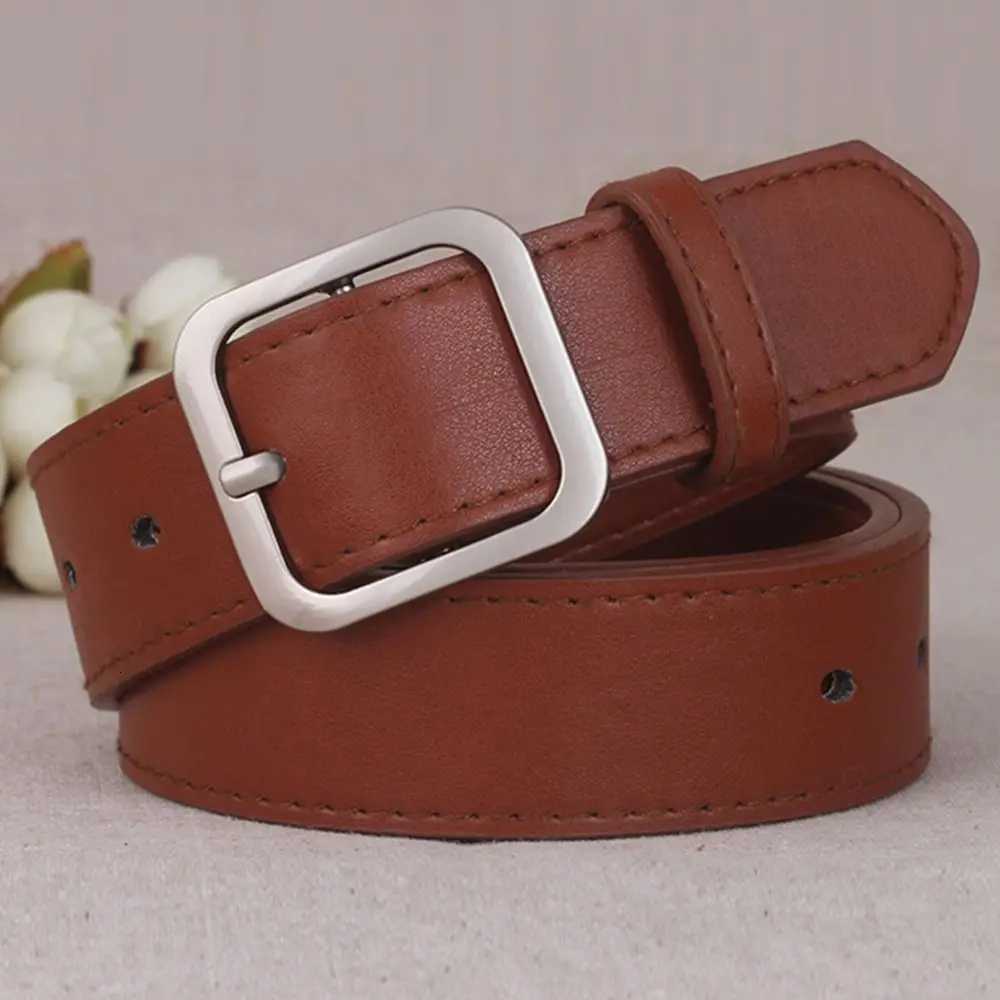 PU Leather Belt For Women Square Buckle Pin Buckle Jeans Black Belt Chic Luxury Brand Fancy Vintage Strap Female WaistbandXJ251023