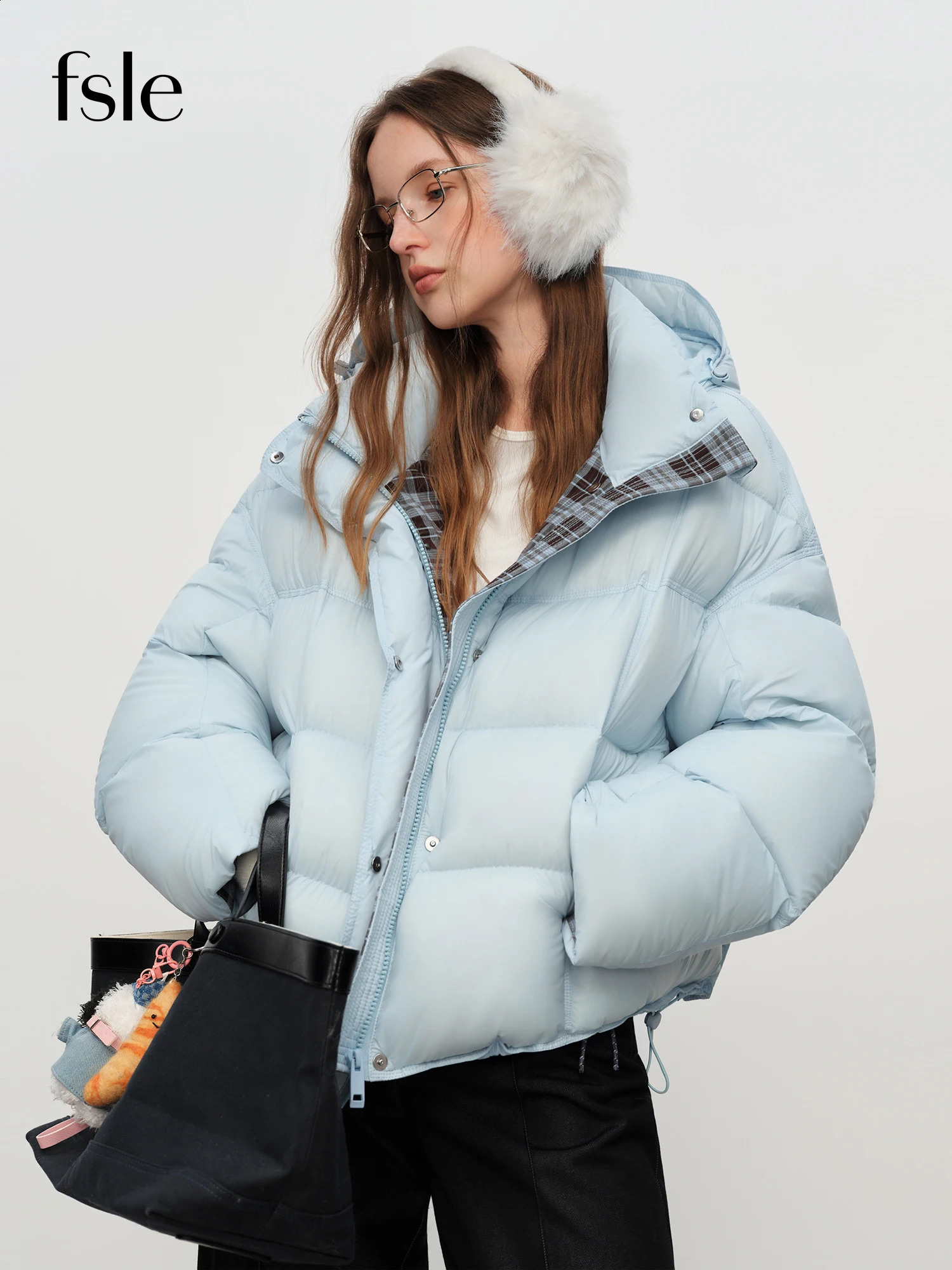 FSLE Winter Women Hooded Puffer Jacket Waterproof Downcoat Bubble Style Thermal Warm Coat Oversize Short Quilted Outerwear 251013