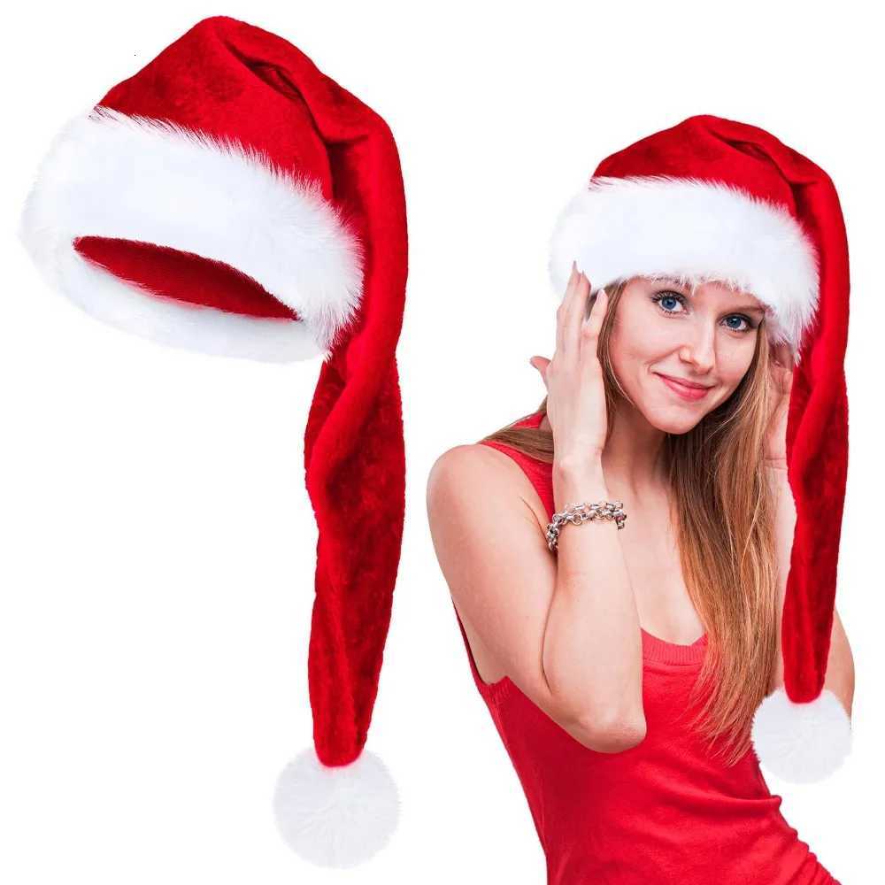 Super Long Christmas Hats Soft Cfortab Velvet Christmas Hat Kids Adt Thicke Santa Claus s Mens and wensW251023