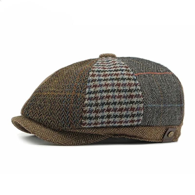 Four Seasons Cotton Plaid Print sboy Caps Flat ed Cap Men and Women Painter Beret Hats 138 251021