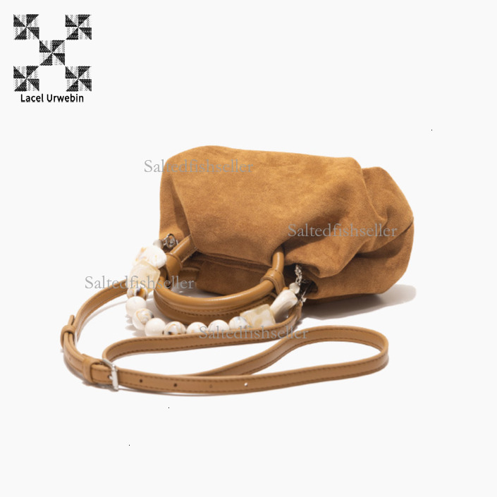 Lacel Urwebin Design Women's High-end Pleated Cloud Bag Fashion Luxury New Pearl Chain Handbag Trendy Brand Versatile Frosted Leather Shoulder Cr