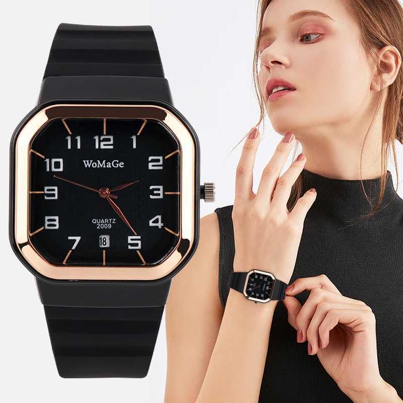 Womens Watch Simple Silicone Strap Womage Fashion Quartz Rectangle Dial Watches Ladies Casual Female Clock montre femme saatiL251023