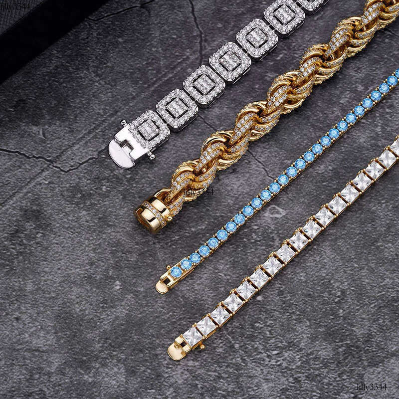 necklace moissanite chain Hip Hop Sier VVS D Color Moissanite Bracelet Bangle Anklet Necklace Choker Men Jewelry Iced Out Rope Chai