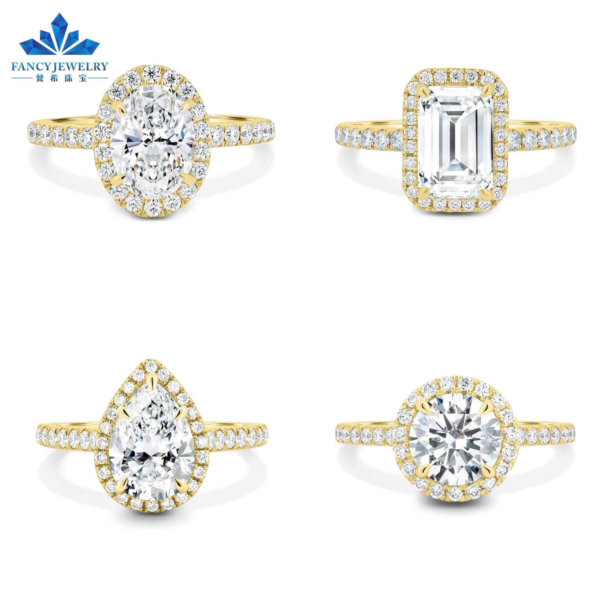 Hola 18K Real Gold Wedding Ring Radiant Cut Lab Grown Moissanite Diamond Engagement Jewelry for Women