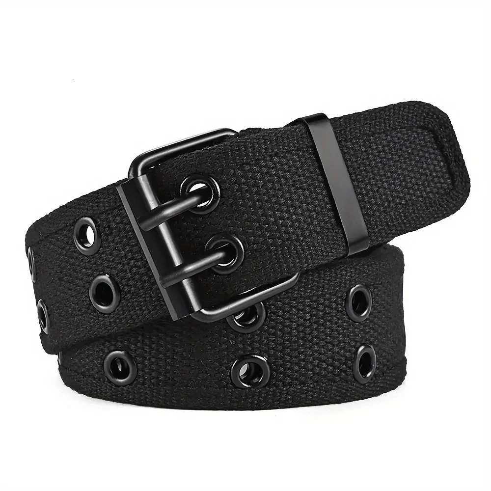 1pc Mens Double Hole Pin Buckle Belt For Outdoor Sports Suitable For Both Men And WomenXJ251023
